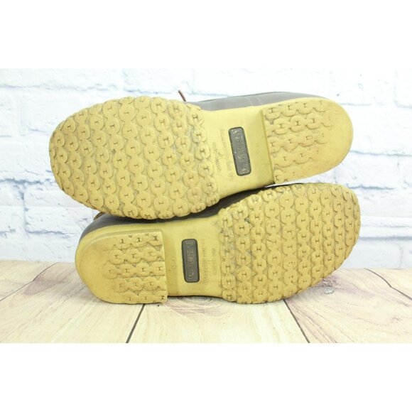 LL Bean Unlined Ankle Duck Boots Leather Lace Up Round Toe Brown Size 10 M - Picture 9 of 9